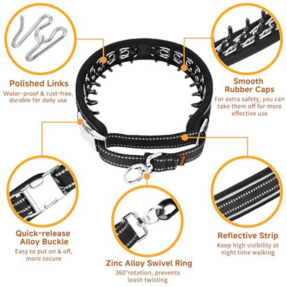 Mayerzon Martingale No Pull Collar for Medium Large Dogs, Walking Training Collar for Dogs German Shepherd Boxer Rottweiler That Pull, Reflective, with 360° Swivel Ring and Release Buckle(XXL, Black) - size: 2X-Large,2.5mm,20.5"-21.75"Neck