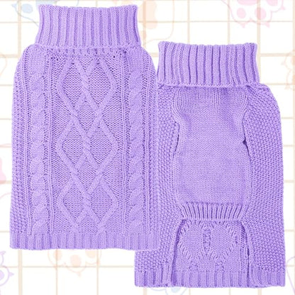 Dog Sweaters for Small Dogs Winter Dog Clothes Turtleneck Puppy Sweater Warm Pet Clothes Knitted Solid Cat Sweater Dogie Outfit XS~L(Purple,XS) - color: Purple, size: X-Small