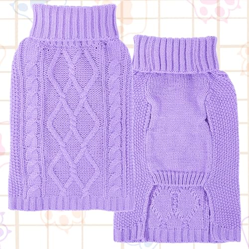 Dog Sweaters for Small Dogs Winter Dog Clothes Turtleneck Puppy Sweater Warm Pet Clothes Knitted Solid Cat Sweater Dogie Outfit XS~L(Purple,S) - color: Purple, size: Small