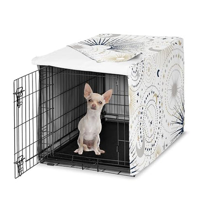 Sweet Jojo Designs 24in. Small Dog Crate Cover (Boho Star and Moon) Pet Cage, Kennel Covers (Shabby Chic, Bohemian, Celestial, Sky, Stars & Moons, Starburst, Cosmic, Mystical, Navy Blue & Gold, Grey) - color: Blue Celestial, size: 24.0"L x 18.5"W x 20.0"H