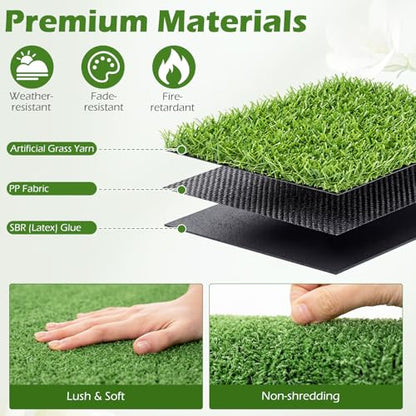 Tangkula 8Ft x 5 Ft Artificial Turf Rug, Realistic Indoor Outdoor Garden Lawn Landscape with 0.3" Pile Height, Grass Turf with Drainage Holes, Dog Potty Pad Fake Faux Grass for Patio, Balcony, Yard