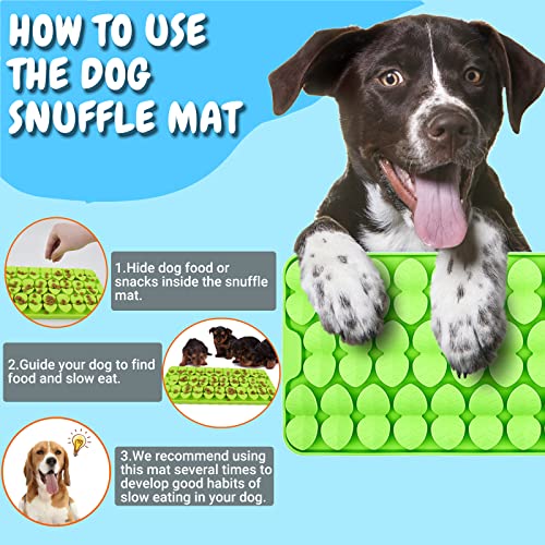 Silicone Snuffle Mat for Dogs Slow Feeder Lick Mat with Suction Cups Dogs Sniff Mat Dogs & Cats Entertainment Toys for Boredom(Green) - color: Green