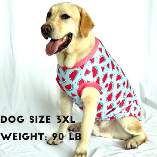 Dog Sleeveless T Shirt Red Watermelon Prints Vest Shirt Soft Stretchy Summer Clothes for Large Dog Boys Girls Shirt Large,Red - color: Blue Watermelon, size: Large