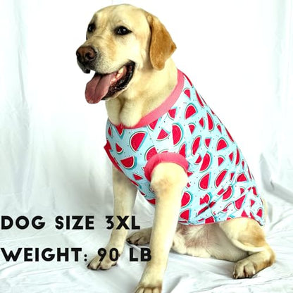 Dog Sleeveless T Shirt Red Watermelon Prints Vest Shirt Soft Stretchy Summer Clothes for Large Dog Boys Girls Shirt Large,Red - color: Blue Watermelon, size: Large