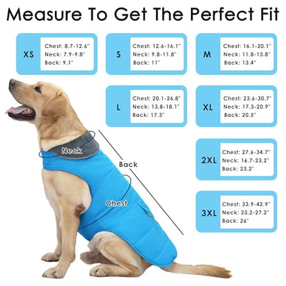 Petglad Dog Coat, Waterproof Dog Winter Jacket with Pocket, Reflective Adjustable Pet Snow Vest, Warm Cozy Fleece Sweater for Small Medium Extra Large Dogs - Sky Blue, S - color: Sky Blue, size: S(Chest Girth:12.6-16.1")