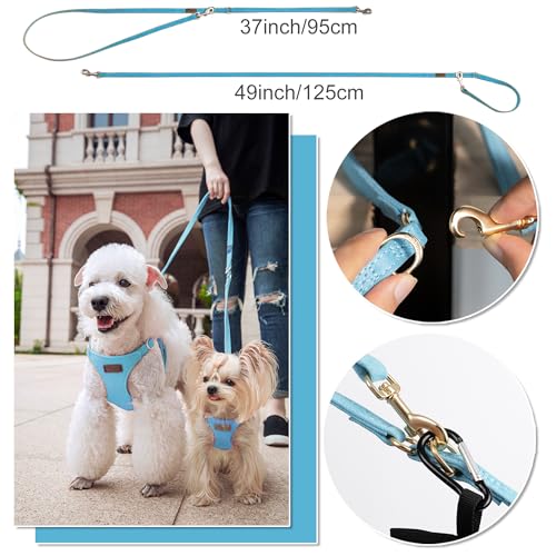 Puppytie xs Dog Harness with Multifunction Dog Leash,Soft Adjustable No Choke Escape Proof Pet Harness Vest,Ocean Blue,XS - color: Ocean Blue, size: XS(4.5-11lb）