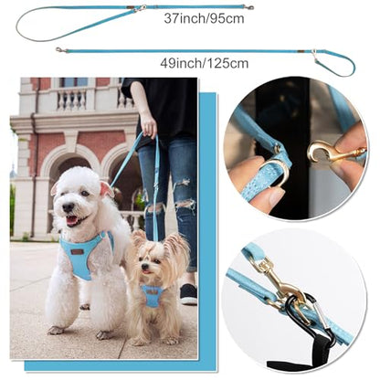 Puppytie xs Dog Harness with Multifunction Dog Leash,Soft Adjustable No Choke Escape Proof Pet Harness Vest,Ocean Blue,XS - color: Ocean Blue, size: XS(4.5-11lb）