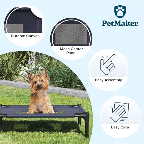 PETMAKER Elevated Dog Bed Cover - 24.5x18.5-Inch Replacement Pet Bed Cover with Mesh Panel - for Indoor/Outdoor Use - Dog Cot Not Included (Blue) (Pack of 2) - size: Small (Pack of 2)