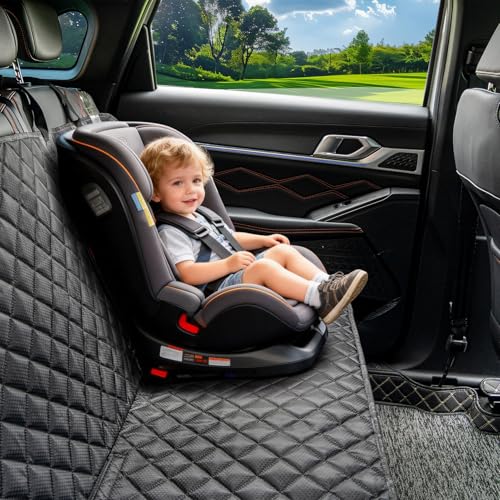 JSTHT Dog Car Seat Cover for Back Seat, Waterproof Bench Seat Cover Protector Nonslip Durable Soft Pet Dog Back Seat Cover for Car, Truck, & SUV (Black)