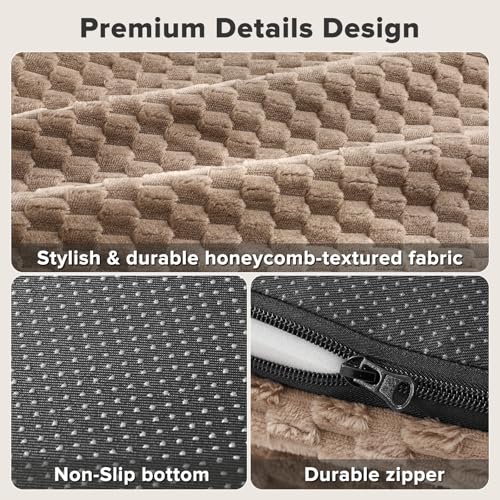 JOEJOY XL Orthopedic Dog Beds Large Sized Dog, Extra Large Washable Waterproof Oval Large Dog Bed with Removable Cover, Egg-Crate Foam Pet Bed with Bolster Sides & Non-Skid Bottom, Brown, 42''x32'' - color: Brown, size: XL(42"x 32"x 7")