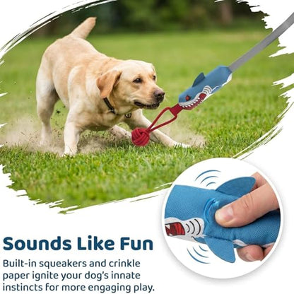 Shark Tug of War Dog Toy, 2026 New Squeaky Dog Tug Toy, Interactive Shark DogToys, Sharks Dog Tug Toy with Squeaker & Rope Knot, for Medium to Large Dogs (Shark) - color: Shark