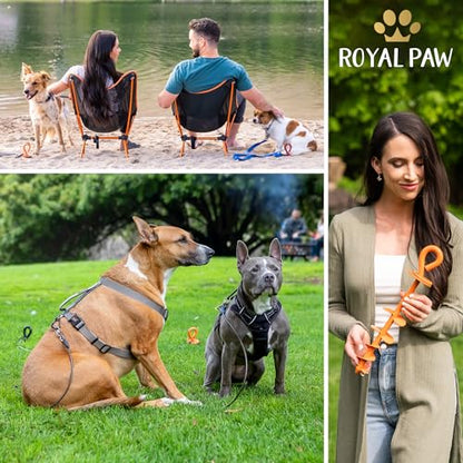 ROYAL PAW 30ft Dog Tie Out Cable and Stake - Dog Stake & Dog Tie Out Heavy Duty for Large Dogs up to 300 lbs (30-ft Onyx Black Dog Lead and Crimson Red Dog Anchor)