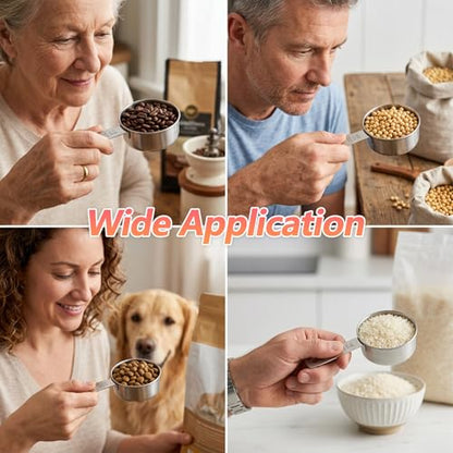 2PCS Half Cup Scoop,Stainless Steel Dog Measuring Food Cup, 125ml Half Cups Measuring Cups, for Feeding Pet, Wet and Dry Ingredients, Dishwasher Safe