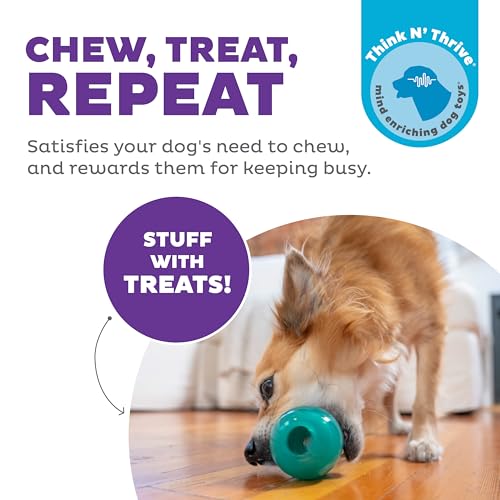 Outward Hound Double-Tuff Stuffable Dog Toy, Medium Blue, 3.9" x 2.5" – Treat Dispensing Chew Ball for Small to Medium Dogs, Interactive Puzzle Toy for Enrichment & Slow Feeding - color: Double-Tuff Stuffable (Blue)