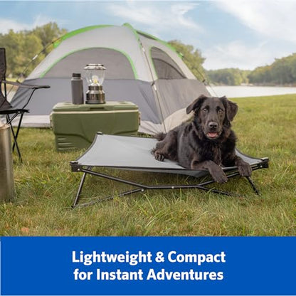 Coolaroo On-The-Go Elevated Dog Bed Kit – Portable & Cooling Travel Cot with HeatShield Fabric for Small Dogs, Lightweight & Compact, Includes Matching Carry Bag & Everglade Green Bonus Cover, Small - color: Everglade Green, style: Small