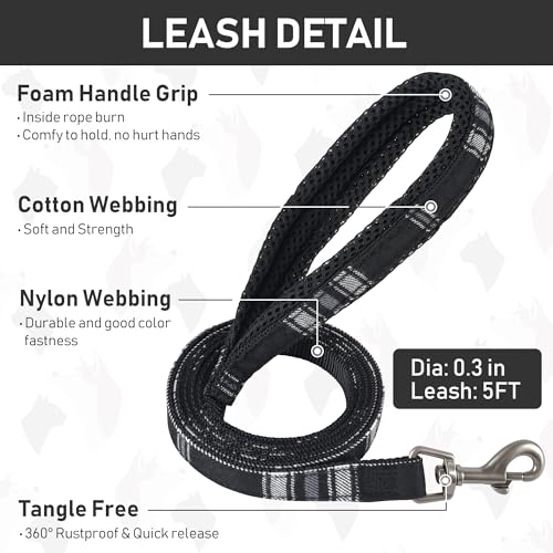GAMUDA Small Dog Harness Collar and Leash Set, Step in No Chock No Pull Soft Mesh Adjustable Dog Vest Harnesses Plaid Reflective for Dogs Puppy Cats Kitten Rabbit (Black, S) - color: Black, size: S