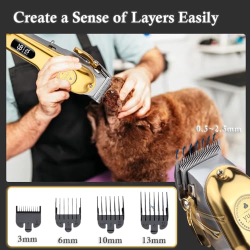 yucca Dog Grooming Clippers for Thick Heavy Coats, Cordless Animal Clippers Professional, Rechargeable Low Noise Clippers, Thick Fur Clippers with Metal Blade for Pets Dogs Cats - size: DGC-1