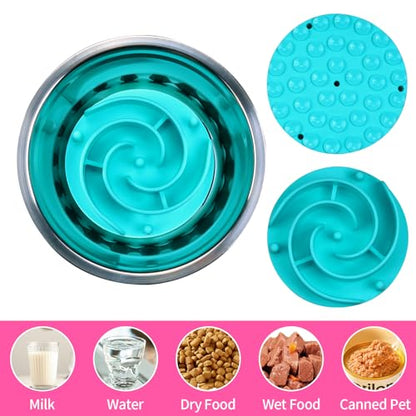 Slow Feeder Dog Bowls Insert, Bestalk Soft Silicone Slow Eating Feeder Insert with Suction Cups for Small, Medium and Large Dogs, Fit into Basic and Elevated Dog Bowls, Teal - color: Teal, size: L