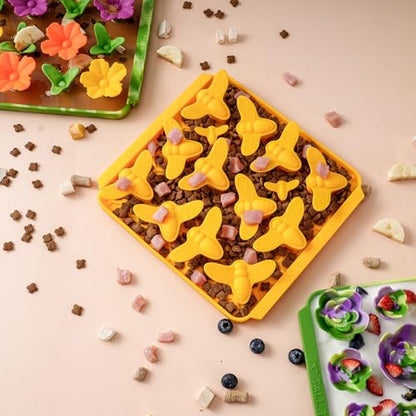 Tall Tails Bee Foraging Mat for Dogs and Cats – Slow Pet Feeder Puzzle Mat for Easy & Engaging Feeding - color: Bee