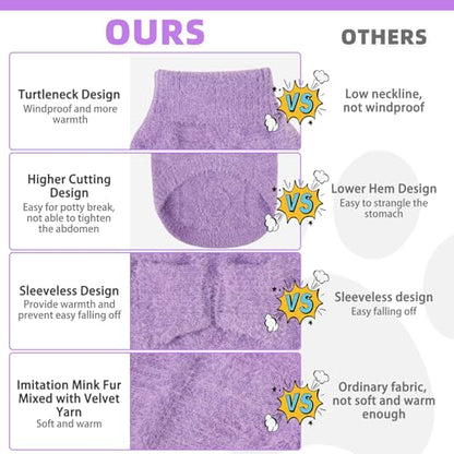 KOOLTAIL Small Dog Sweater, Fuzzy Thick Super Soft Warm Dog Winter Sweater Turtleneck Pullover for Cold Weather, Classic Cable Knitwear, Fleece Pet Fall Clothes Coats Puppy Cats Girl Boy Perple S - color: Purple, size: Small