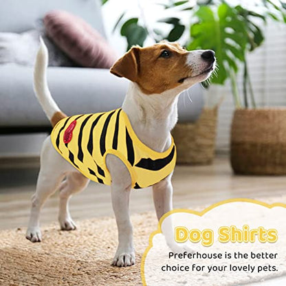 Pet Dog Striped T-Shirt Dogs Cats Cotton Vest Spring Summer Pet Apparel Tee Shirt Suitable for Small and Medium Large Pets French Bulldog Bichon - color: Yellow-Vest, size: X-Small