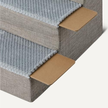 Amazon Basics Dog Steps, 14.4" H, 3-Step Pet Stairs with Non-Slip Bottom for Bed Couch and Sofa, Indoor Dogs and Cats, Grey - size: 3-Step