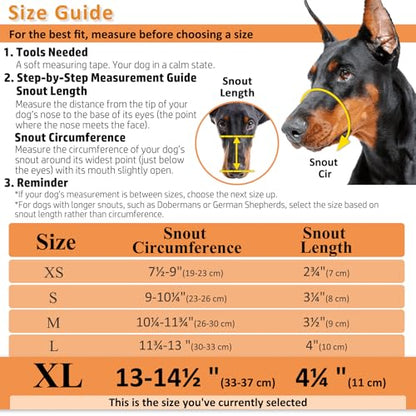 BARKLESS Dog Muzzle, Basket Muzzle for Biting, Chewing and Scavenging, Humane Cage Mouth Cover, Perfect for Grooming and Training Large Aggressive Reactive Dogs (XL, Brown) - size: Extra Large
