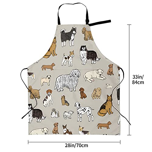 Perinsto Dog Cat Pets Cute Animals Waterproof Apron Bibs for Grooming Kitchen Cooking Baking Painting Gardening - color: Dog (Beige)