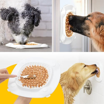 Aquapaw Lick Mat for Dogs 2-Pack XL, Suction Cup Dog Slow Feeder Pad & Licking Mat for Peanut Butter Treats – Calming Dog Bathing Aid, Stress Relief & Mental Stimulation for All Breeds - White
