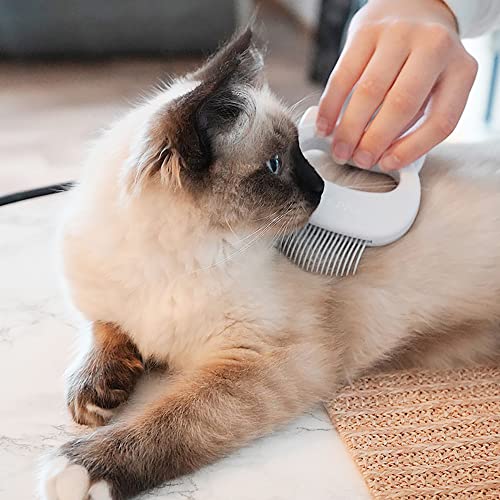 Leo's Paw The Original Pet Hair Removal Massaging Shell Comb Soft Deshedding Brush Grooming and Shedding Matted Fur Remover Dematting tool for Long and Short Hair Cat Dog Puppy Bunny (White) - color: White