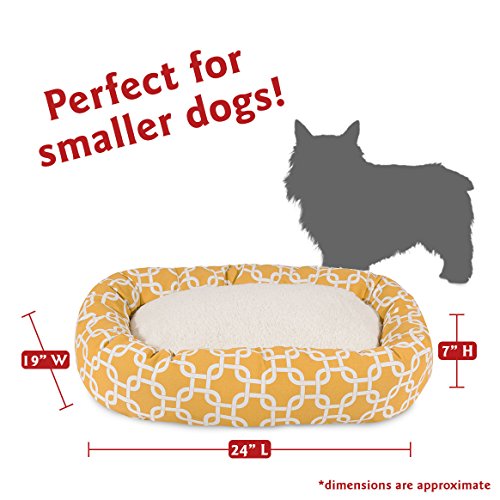Majestic Pet 24 Inch Links Sherpa Calming Dog Bed Washable – Cozy Soft Round Dog Bed with Spine for Head Support - Fluffy Donut Dog Bed 24x19x7 (inch) – Round Pet Bed Small - YELLOW - color: Yellow, style: 24 in.