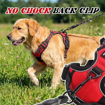 Funfox No Pull Dog Harness, Adjustable Pet Vest with Control Handle & Front Clip, Reflective Design for Small Medium Large XL Dogs, Red S - color: Red, size: S