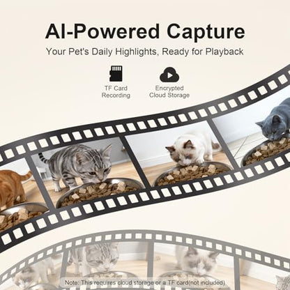 2K 카메라가 있는 자동 고양이 피더, 5G/2.4G Wi-Fi 6.5L 스마트 반려동물 피더, 고양이 및 소형견용, 야간 시야가 있는 자동 강아지 피더, 양방향 오디오, 동작 감지, 수유 일정 및 앱 제어