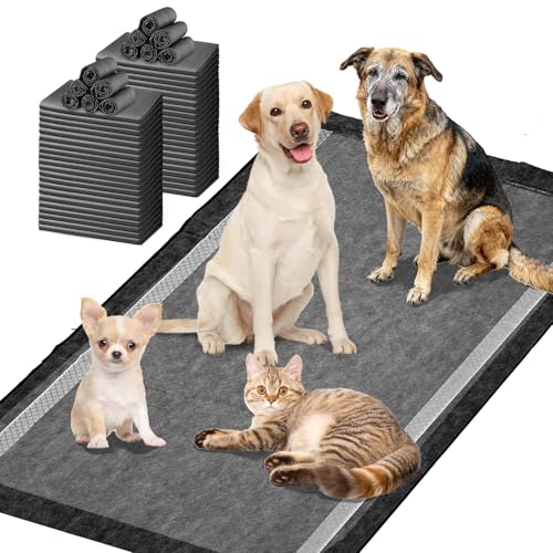 Gimars XXL 28"x44" 6-Layer Ultra Absorbent Pee Pads for Dogs, Leak-Proof Odor-Control Puppy Training Pads, Quick Dry Black Pet Pads 30 Counts Charcoal - size: 28X44 30Count Charcoal