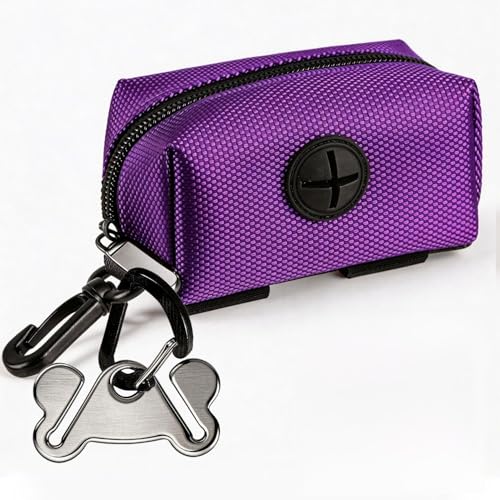 Dog Waste Bag Dispenser Pet Poop Bags Holder for Doggie Waste Bags Dispensers Soft Fabric Zipper Small Doggy Puppy Pouch for Leash Accessory Attachment with Carrier,Purple - color: 1PC Purple, size: 1 Count (Pack of 1)