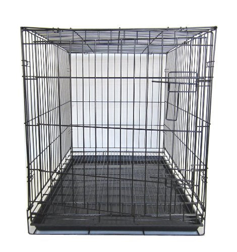 YML 36-Inch Dog Kennel Cage with Wire Bottom Grate and Plastic Tray, Black - size: 36.0"L x 23.0"W x 26.0"H