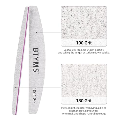 BTYMS 25Pcs 100/180 Grit Nail File and Buffer Professional Double-Sided Emery Boards for Acrylic, Gel & Natural Nails - size: 25 Count (100/180 Grit)