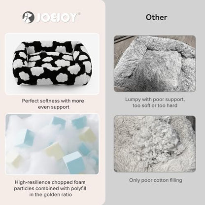 JOEJOY Medium Dog Bed Medium Size Dog, Rectangle Washable Orthopedic Pet Bed with Removable Zipper Cover, Cute Soft Calming Puppy Pet Bed with Jacquard Shaggy Plush & Non Skid Bottom - color: Cozy Clouds Black, size: M (30"x24"x8")