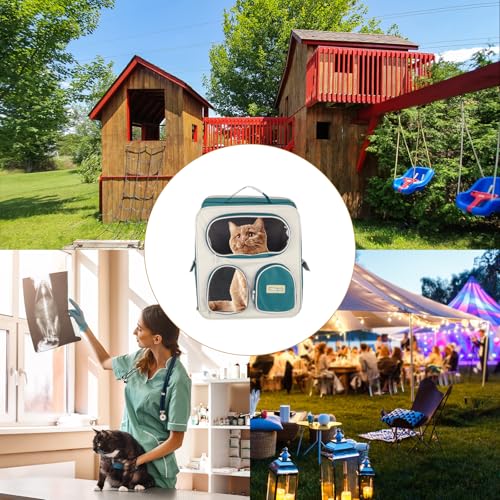 Pet Backpack Carrier, Portable and Ventilated, Nylon Dogs Cats and Small Animals Travel Bag 14.96", (Sea Blue, 1 Pcs), Intended for Hiking/Camping/Traveling - color: Sea Blue