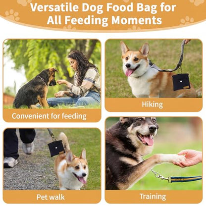 Dog Treat Pouch, Hand Free Dog Training Treat Bag with Carabiner & Magnetic Buckle, Auto Closing Dog Walking Bag for Puppy Travel or Outdoor Use, Pet Feed Snack Reward Pocket, Black - color: Black