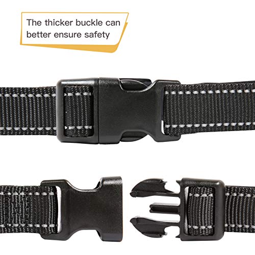 HEELE Dog Collar, Reflective Dog Collar, Soft Neoprene Padded Breathable Nylon Pet Collar Adjustable for Small Dogs, Black, S(10.23-14.96") - color: Black, size: Small (10.23-14.96")