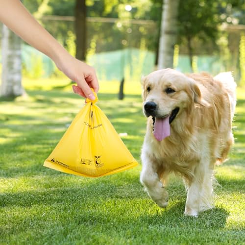 Certified Compostable Dog Poop Bags, 120 Count Landfill Friendly and Leakproof Waste Bags, Easy Open Unscented Maize Yellow Poop Bag for Dog, 15 Doggy Bags Per Roll (8 rolls) - color: Maize Yellow, size: 120 Count (Pack of 1)