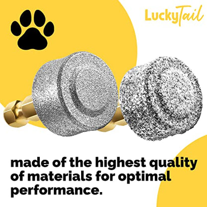 LUCKY TAIL - Dog Nail Grinder - Hard & Soft Replacement Heads - Small & Large Dogs - Premium Quality - Diamond Tip Drill Bit - Professional Dog Nail Trimmers - Grooming Tool kit - 2 Pack - size: Two Pack