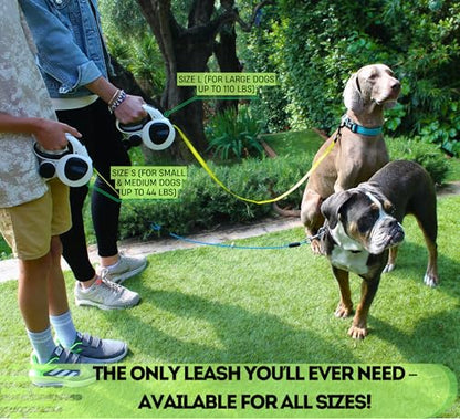 Snuggle Paws Retractable Dog Leash 16ft – Heavy Duty All-in-One Dog Leash with LED Flashlight, Poop Bag Holder, Chew Proof Steel Cable & Reflective Tape – Size M - size: M | 16.4 ft | 66 lbs