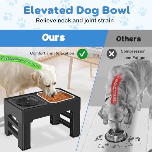 2-in-1 Elevated Dog Bowls, Raised Pet Bowl with Stainless Steel Food Bowl and Spill Proof Water Bowl, 4 Adjustable Heights, Non-Slip Stand, for Small, Medium, Large Dogs and Pets - size: Stainless Steel Food Bowl