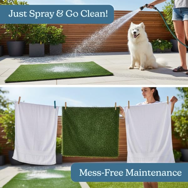 Artificial Grass Puppy Pee Pad for Dogs and Small Pets - Set of Three 41x27 Inch, Reusable 4-Layer Turf Pads for Dogs - Indoor and Outdoor Fake Grass Potty Pet Supplies by PETMAKER - size: XXL 4-Layer Replacement Pads