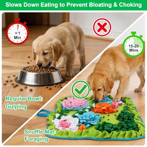 Vextronic Snuffle Mat for Dogs, Large Breed Slow Feeder Interactive Toy | 25x25-inch washable mat. Sparks natural foraging. Eases anxiety. Slows gulping at meals. Fits small to large pets. Lime. - color: Lime