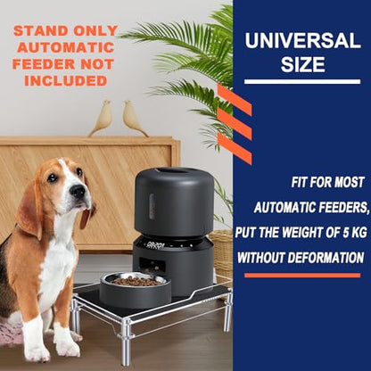 Beautyflier Raised Dog Feeder Stand Elevated Holder for Automatic Cat & Dog Feeders Pet Water Bowl Dispenser Stand Adjustable Fits Small Jugs Holds 5KG, Black (Holder ONLY) - color: Clear