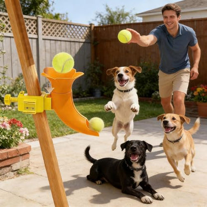 Dog Ball Launcher - Interactive Trumpet Fetch Toy, Manual Pet Thrower for Indoor Play, Small Space Exercise Tool, Portable Puppy Training Gear for Apartment Living Room and Kitchen