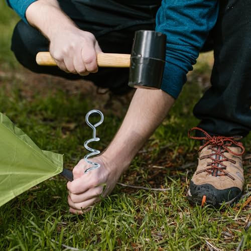 UPKOCH Spiral Shaped Dog Stake and Ground Anchor, Wear-Resistant Portable Tent Accessory with 2. Straps, Heavy Duty Pet Tie-Out for Outdoor Camping and Hiking